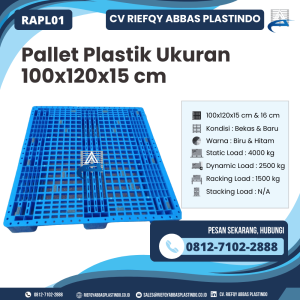 Pallet Plastik Bekas/Baru Ukuran 100x120x15 cm - RAPL01