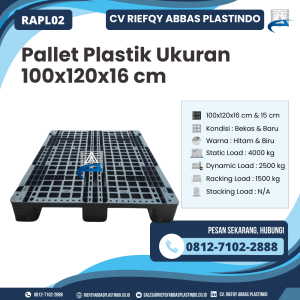 Pallet Plastik Bekas/Baru Ukuran 100x120x16 cm - RAPL02