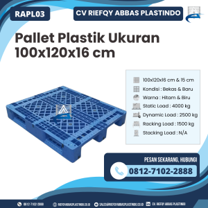 Pallet Plastik Bekas/Baru Ukuran 100x120x16 cm - RAPL03
