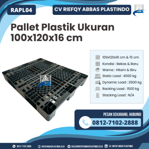 Pallet Plastik Bekas/Baru Ukuran 100x120x16 cm - RAPL04