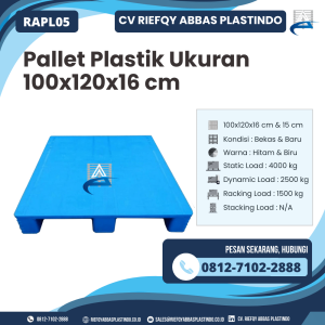 Pallet Plastik Bekas/Baru Ukuran 100x120x16 cm - RAPL05
