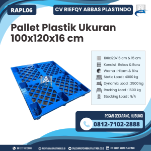Pallet Plastik Bekas/Baru Ukuran 100x120x16 cm - RAPL06