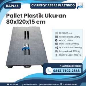 Pallet Plastik Bekas/Baru Ukuran 80x120x15 cm - RAPL18