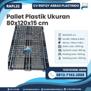 Pallet Plastik Bekas/Baru Ukuran 80x120x15 cm - RAPL22