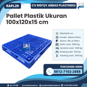 Pallet Plastik Bekas/Baru Ukuran 100x120x15 cm - RAPL29