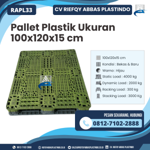 Pallet Plastik Bekas/Baru Ukuran 100x120x15 cm - RAPL33