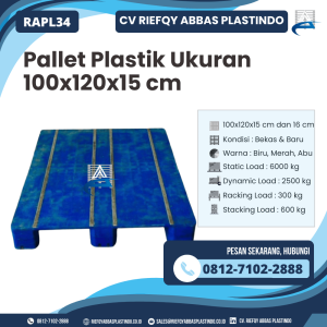 Pallet Plastik Bekas/Baru Ukuran 100x120x15 cm - RAPL34