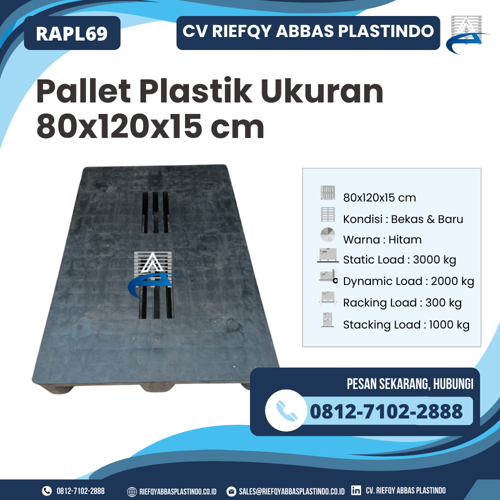Pallet Plastik Bekas/Baru Ukuran 80x120x15 cm - RAPL69