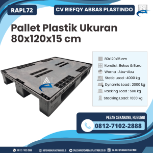 Pallet Plastik Bekas/Baru Ukuran 80x120x15 cm - RAPL72